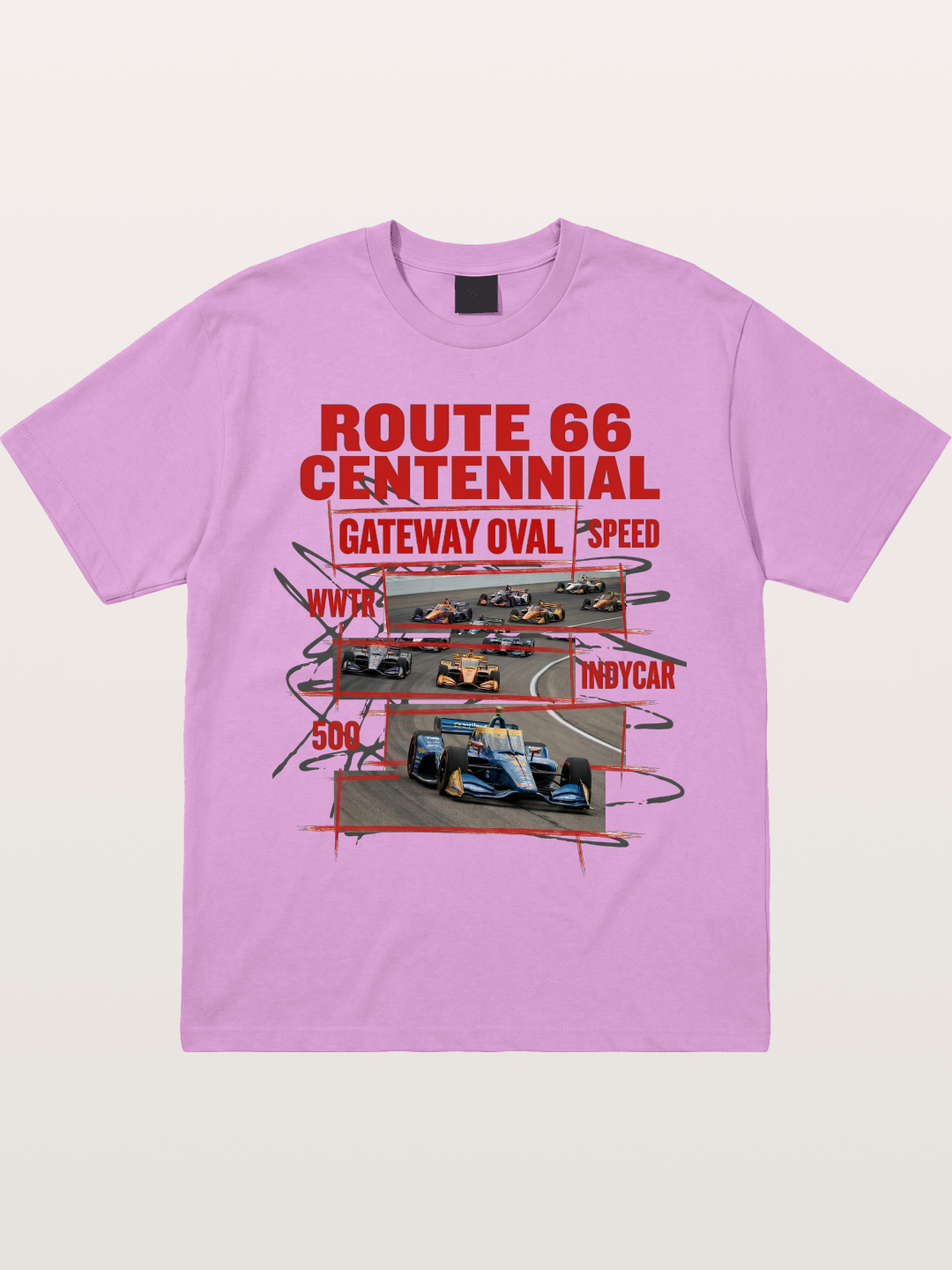 Red Sketch Route66 Race Poster Gildan T-shirt