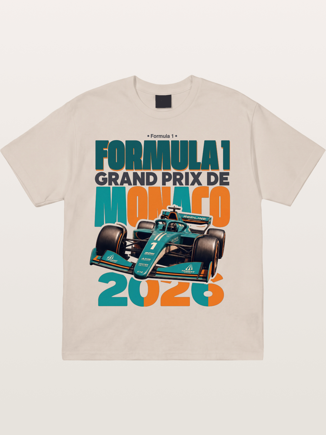 Teal Orange Monaco F1 Poster Cotton T-shirt---