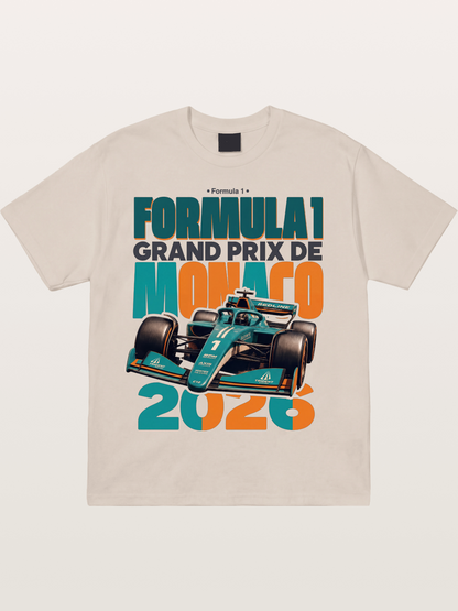 Teal Orange Monaco F1 Poster Cotton T-shirt---