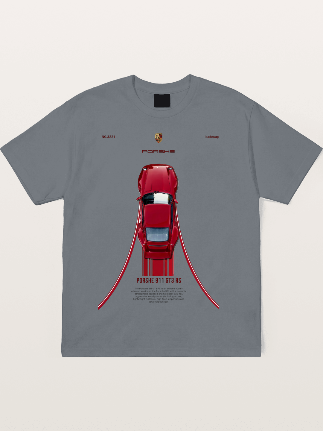 Porsche 911 GT3 RS Top View Cotton T-shirt