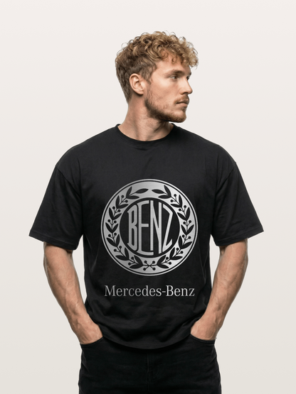 Benz Retro Lettermark Silver Texture Gildan T-shirt