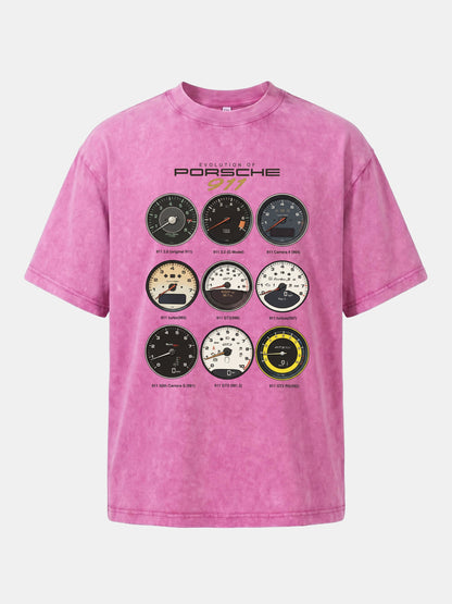 Porsche 911 Cluster Vintage Gauge Set Washed T-shirt