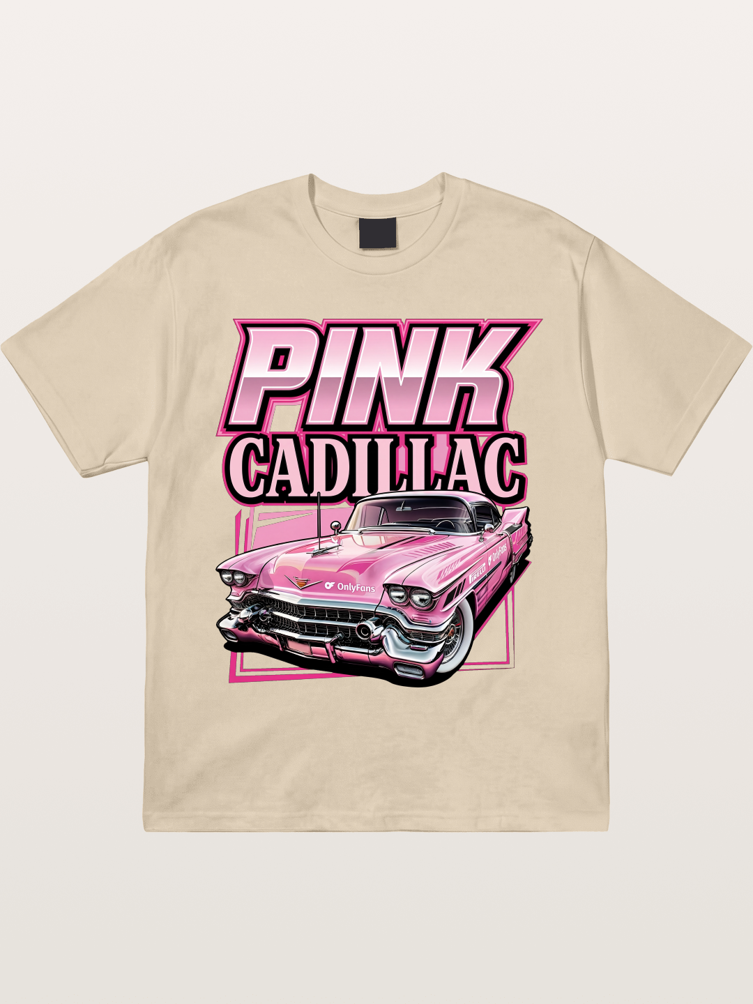 Pink Cadillac Classic Car Art Print Gildan T-shirt