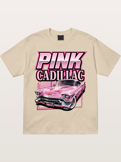 Pink Cadillac Classic Car Art Print Gildan T-shirt