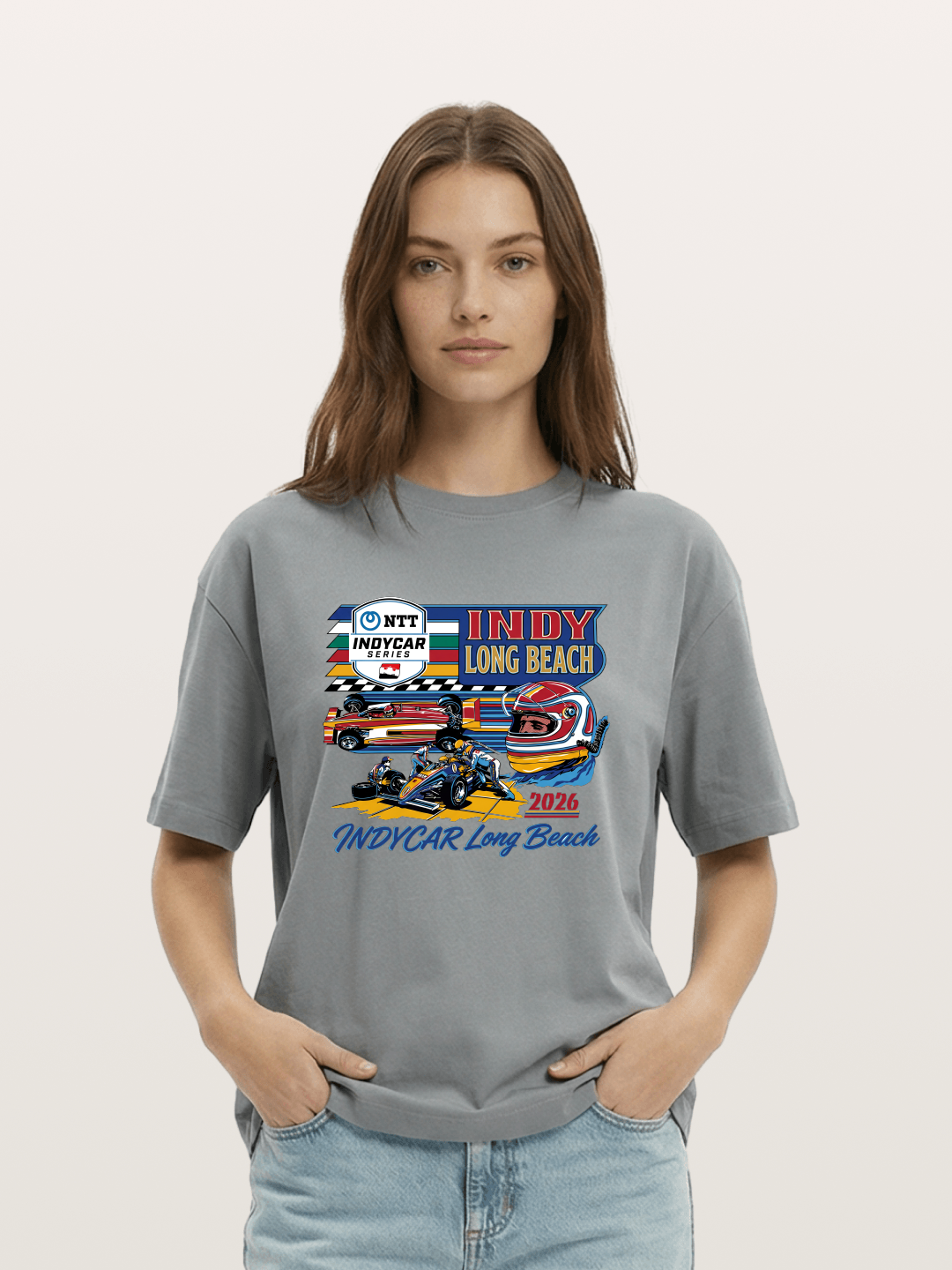 IndyCar Long Beach Vintage Art Gildan T-shirt
