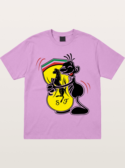 Cartoon Figure Embraces Ferrari Gildan T-shirt