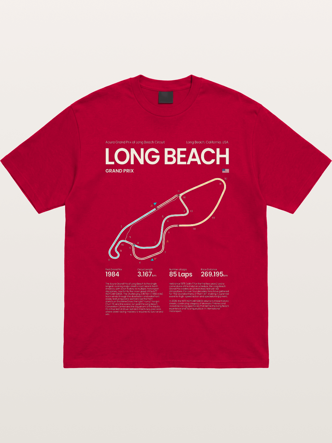 Long Beach GP Circuit Map Gildan T-shirt
