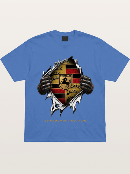 Porsche Crest Tear Through Effect Gildan T-shirt