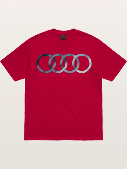 Audi Four Rings Brushed Metal Logo Gildan T-shirt