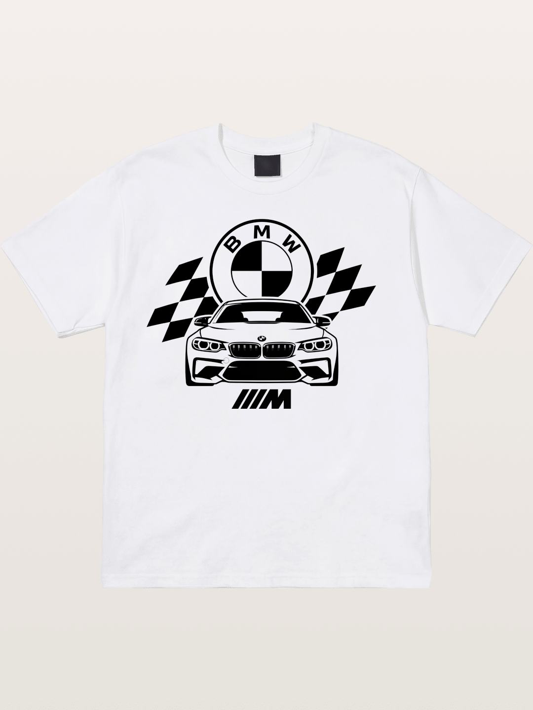 BMW M Series Checkered Flag Print Cotton T-shirt