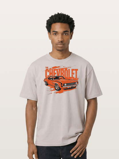 Orange Classic American Car Cotton T-shirt