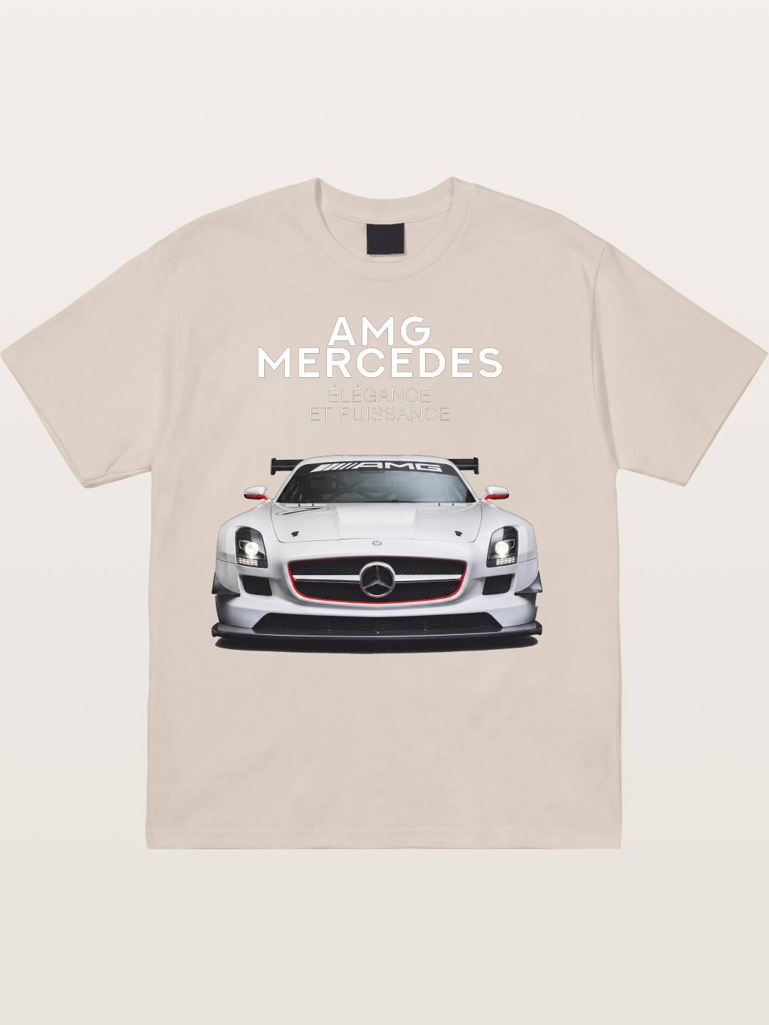 Mercedes AMG SLS White Race Car Cotton T-shirt