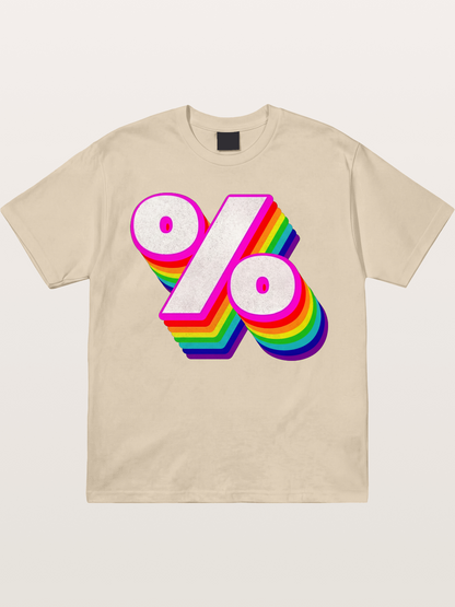 Rainbow Stacked Percent Symbol Pride Gildan T-shirt