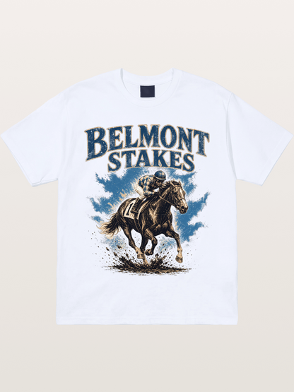 Belmont Stakes Mud Splash Poster Gildan T-shirt
