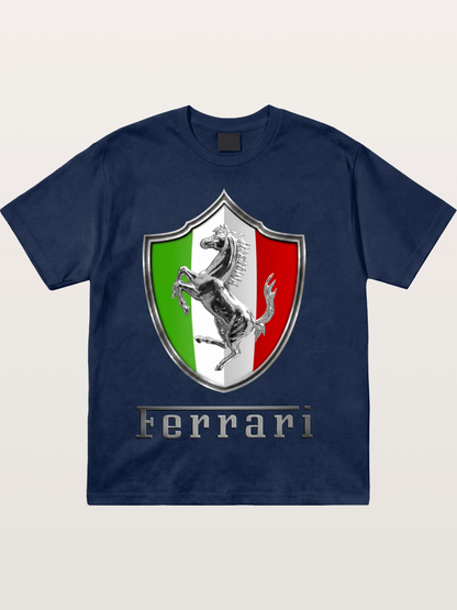 Ferrari Italian Flag Crest Cotton T-shirt
