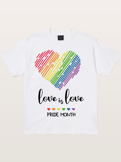Pride Month Rainbow Heart Cotton T-shirt