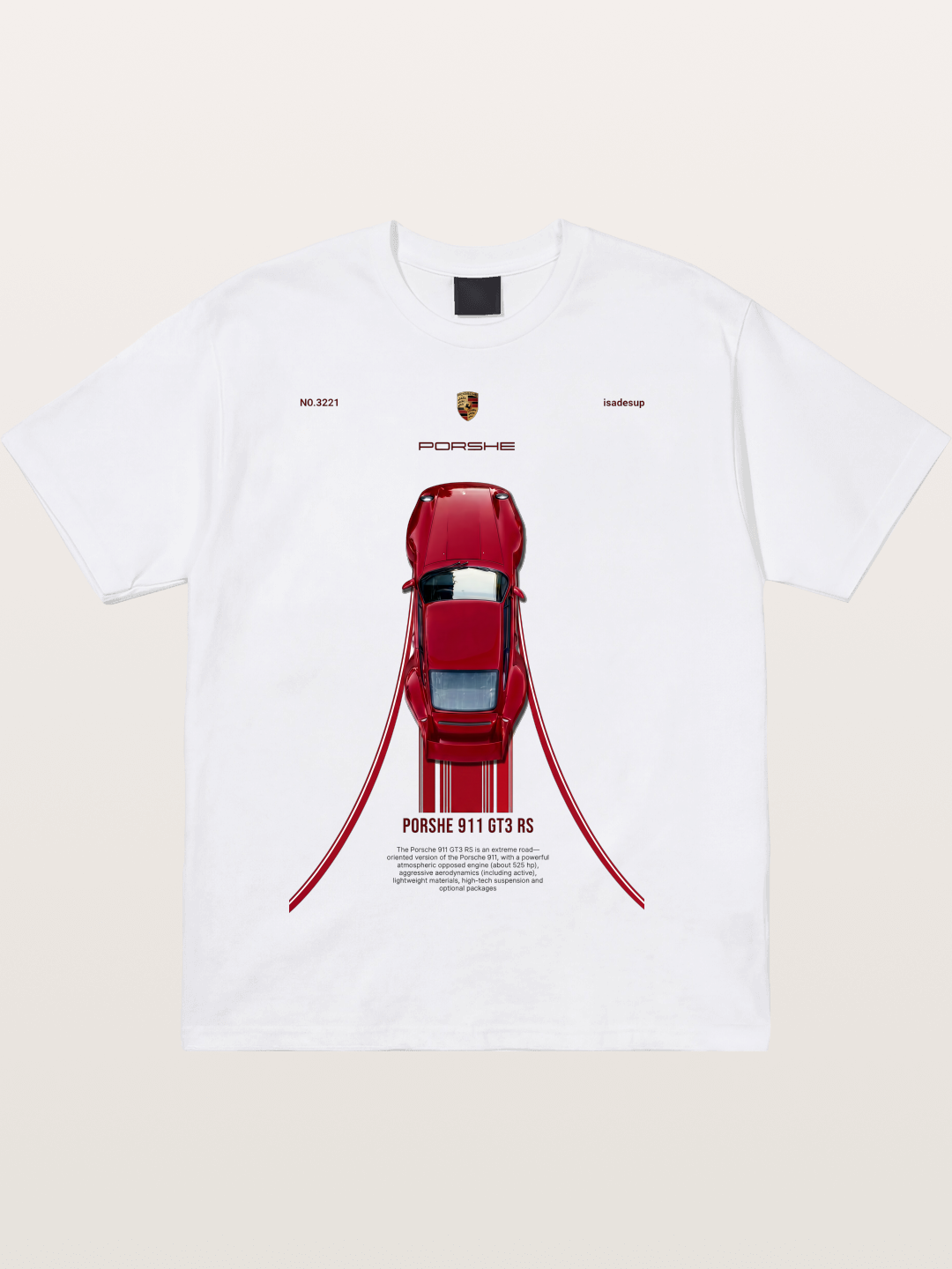 Porsche 911 GT3 RS Top View Cotton T-shirt