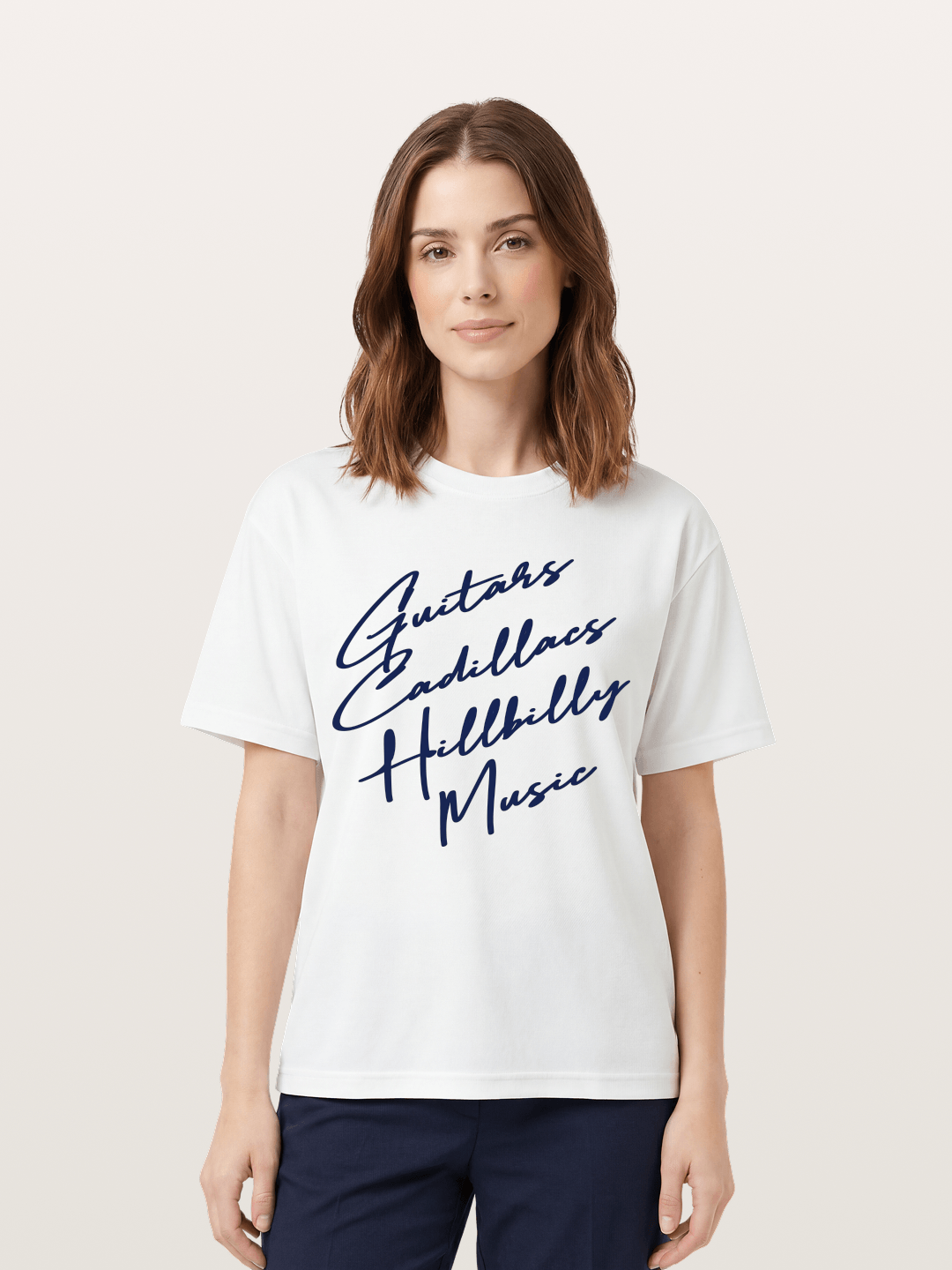 Guitars & Cadillacs Music Print Cotton T-shirt