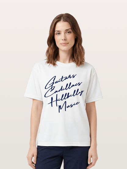 Guitars & Cadillacs Music Print Cotton T-shirt