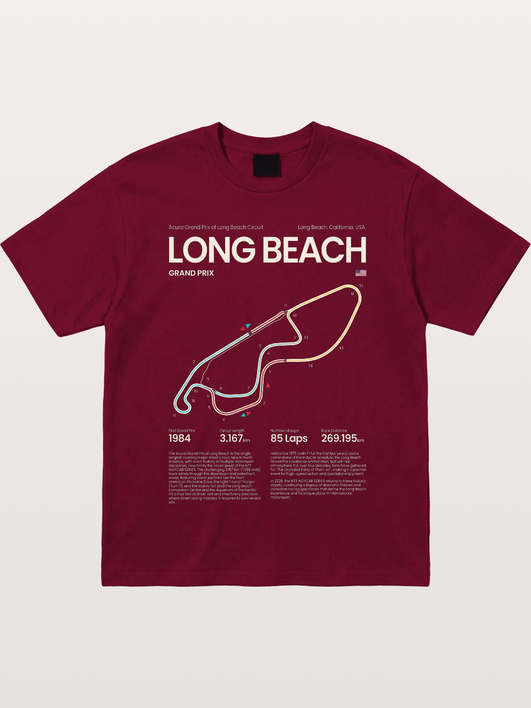 Long Beach GP Circuit Map Gildan T-shirt