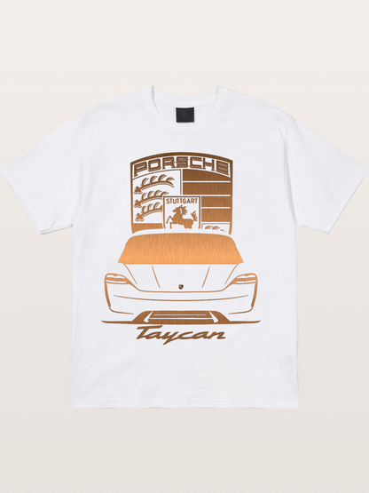 Porsche Taycan Copper Line Art Cotton T-shirt