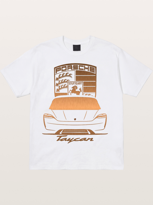 Porsche Taycan Copper Line Art Cotton T-shirt