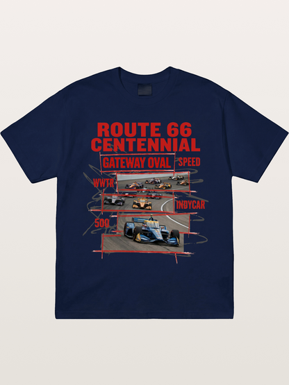 Red Sketch Route66 Race Poster Gildan T-shirt