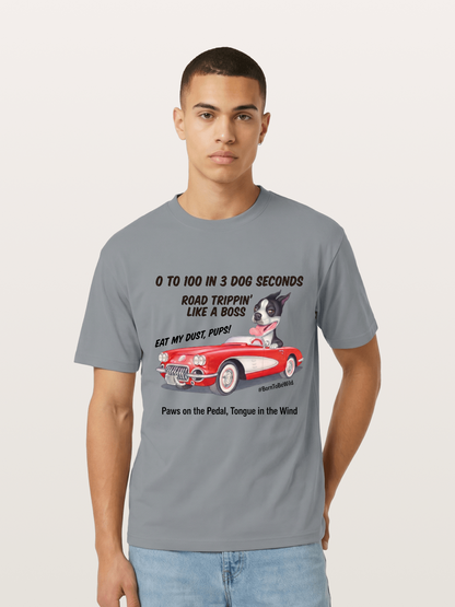 Dog Driving Corvette Road Trip Gildan T-shirt