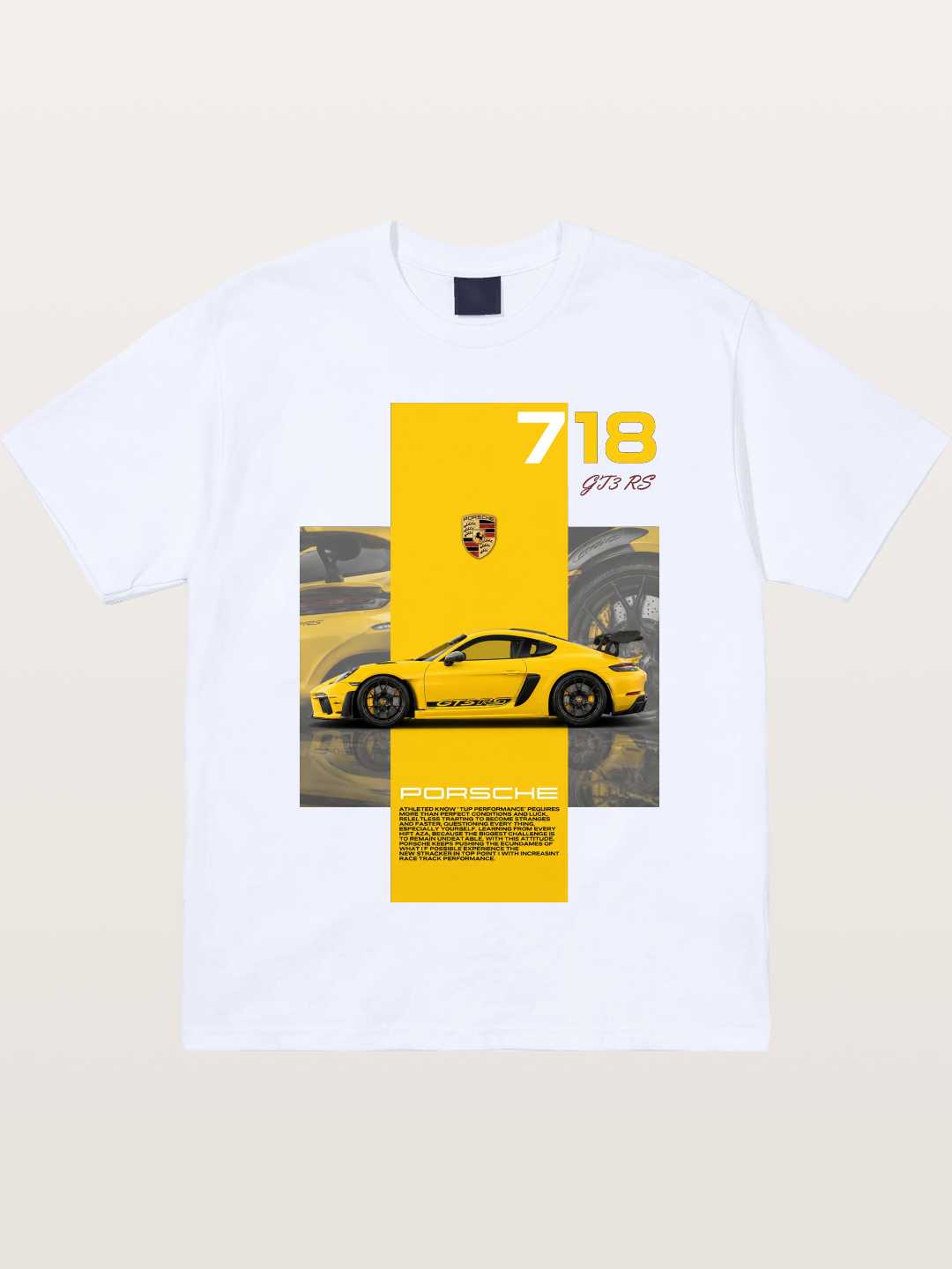 Porsche 718 GT4 RS Yellow Sports Car Gildan T-shirt