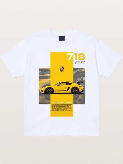 Porsche 718 GT4 RS Yellow Sports Car Gildan T-shirt