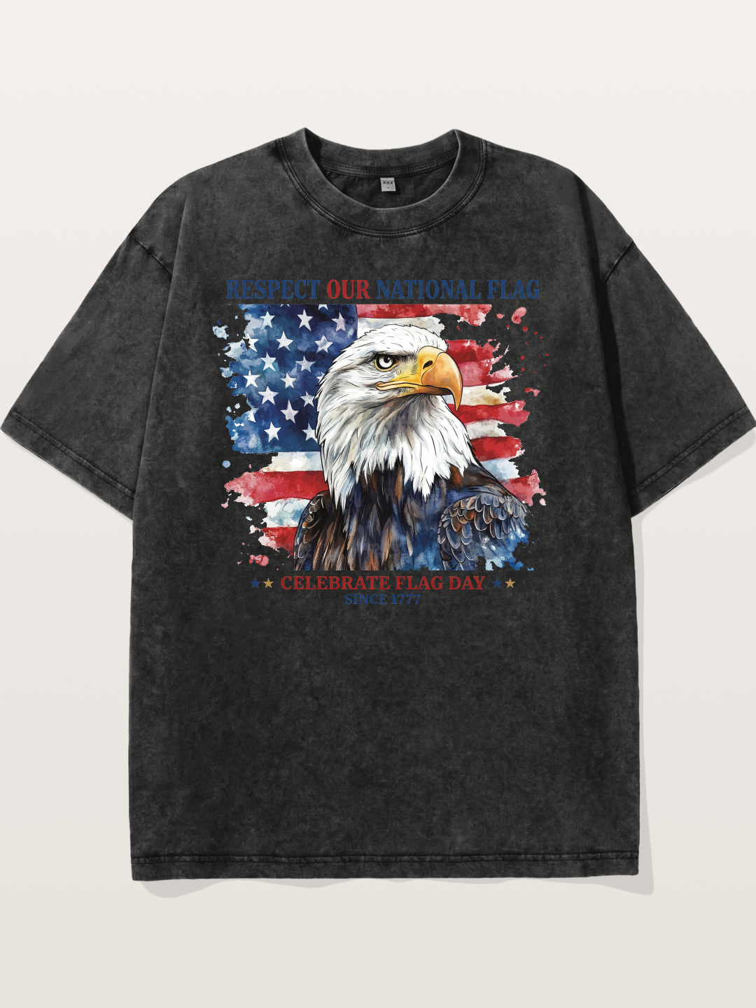 Watercolor Eagle Flag Day Art Washed T-shirt