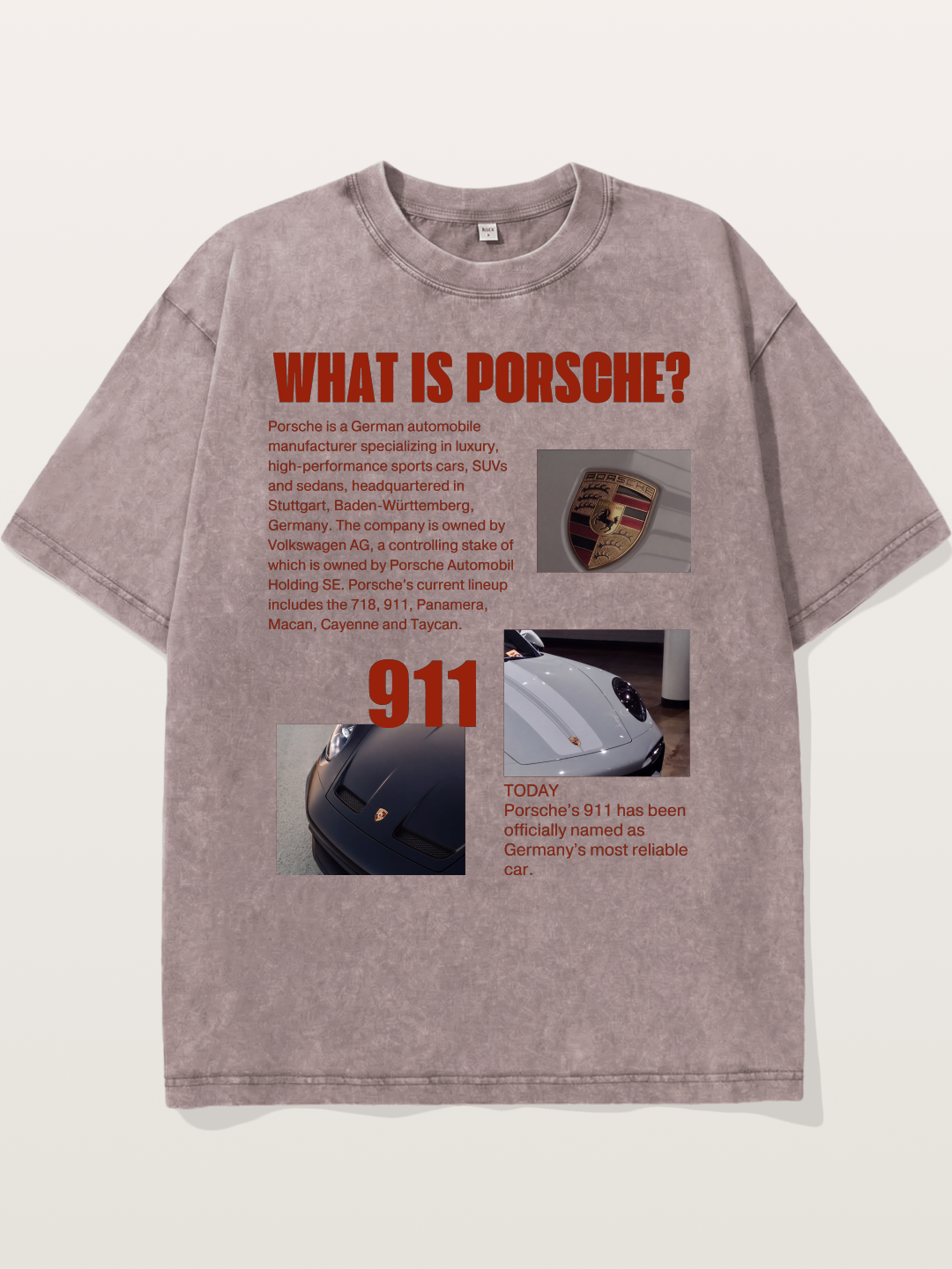 Porsche 911 Information Layout Washed T-shirt