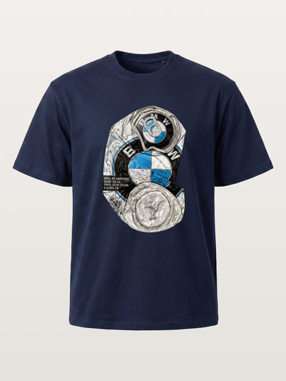 Crushed BMW Cans Collage Cotton T-shirt