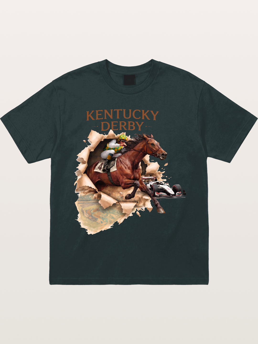Derby Horse & Race Car Collage Design Gildan T-shirt