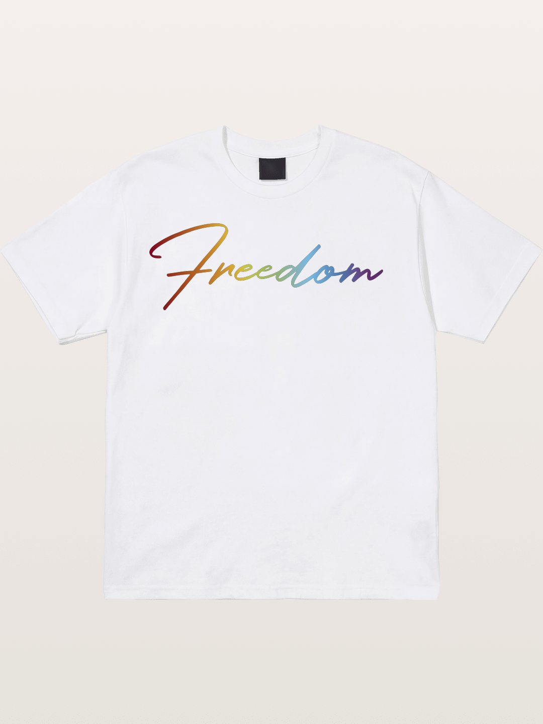Freedom Rainbow Gradient Script Text Cotton T-shirt