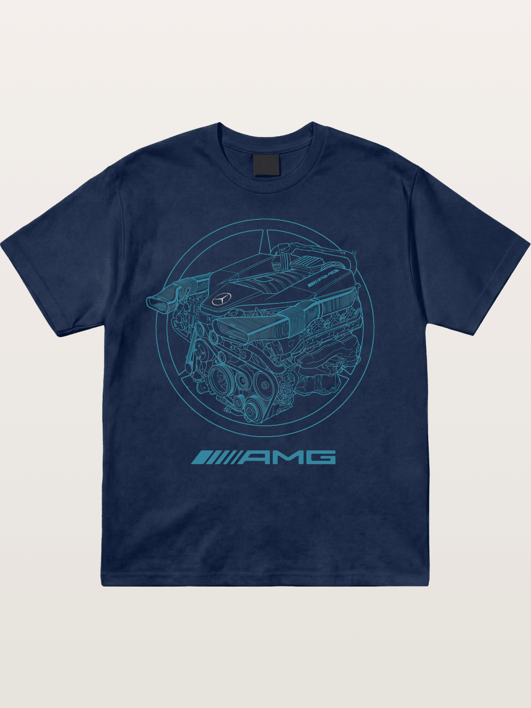 Mercedes AMG Engine Cutaway Blueprint Cotton T-shirt
