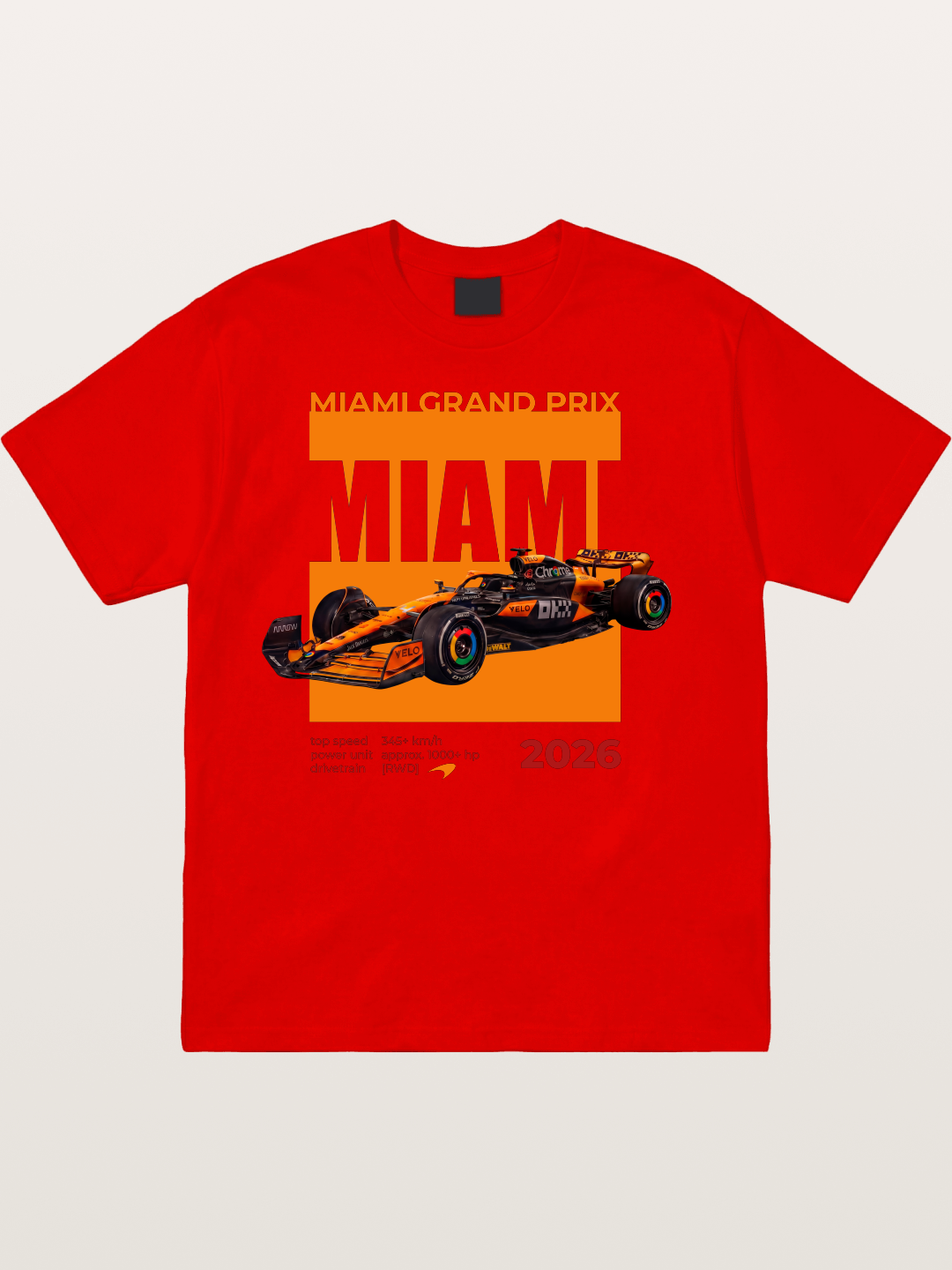 Miami GP Orange F1 Car Cotton T-shirt