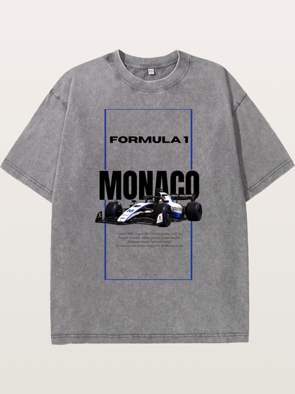 Monaco F1 LV Blue Border Print Washed T-shirt