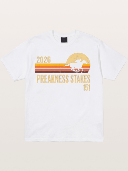 Retro Sunset Preakness Stakes 2026 Cotton T-shirt