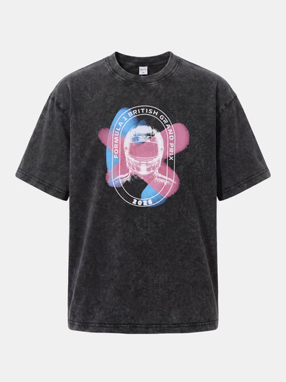 F1 British GP Union Jack Helmet Washed T-shirt