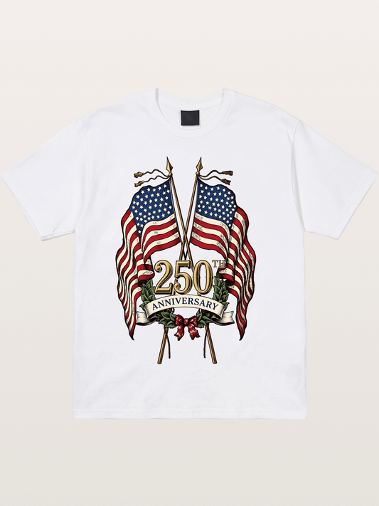 US Flags Anniversary Poster Cotton T-shirt