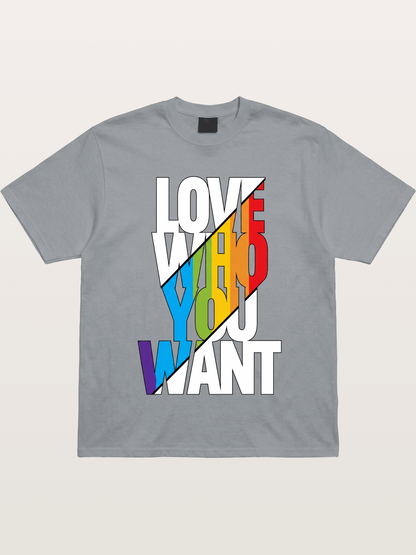 Love Who You Want Diagonal Print Gildan T-shirt