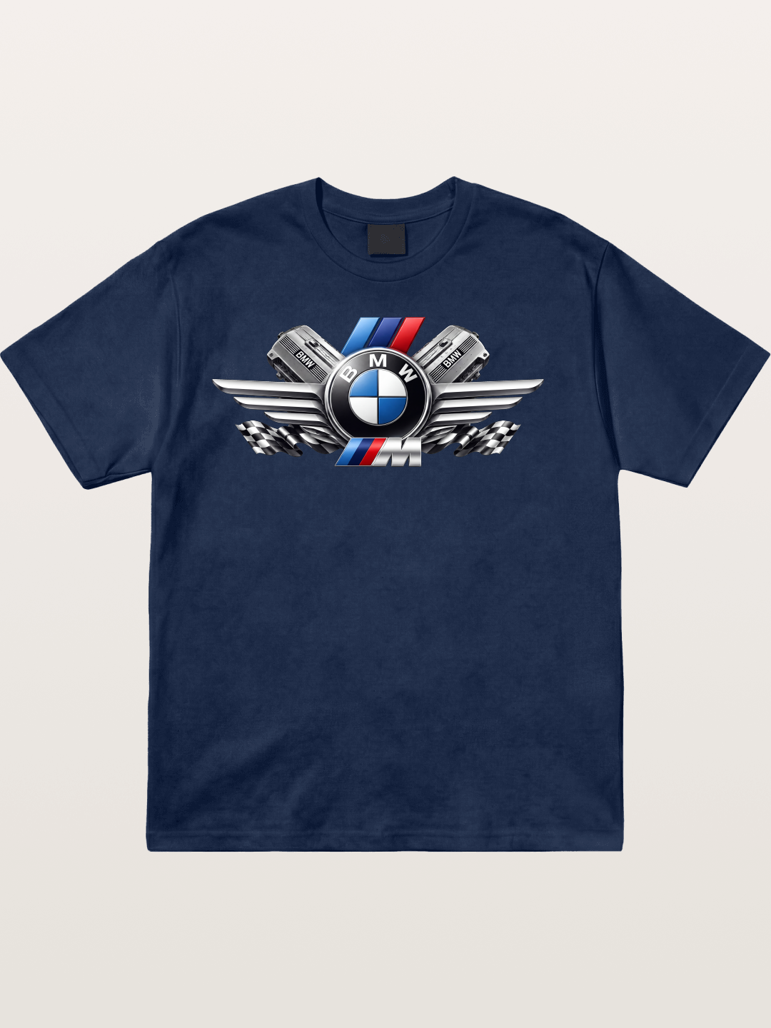 BMW Engine & Logo Wing Design Cotton T-shirt