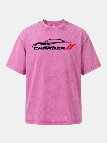 Charger Silhouette Strip Art Washed T-shirt