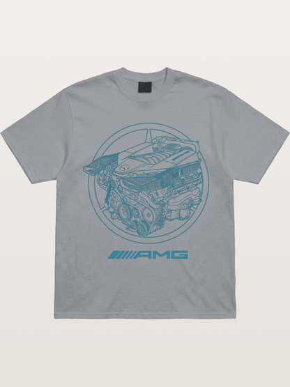 Mercedes AMG Engine Cutaway Blueprint Gildan T-shirt