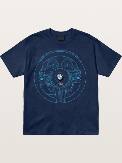 BMW M Vintage Steering Wheel Draft Cotton T-shirt
