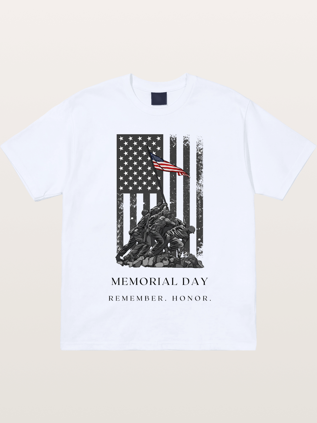 Memorial Day Flag Raising Print Gildan T-shirt
