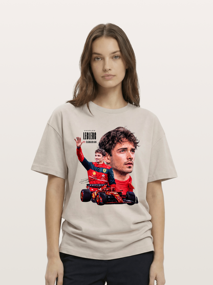 Leclerc Ferrari F1 Collage Art Cotton T-shirt