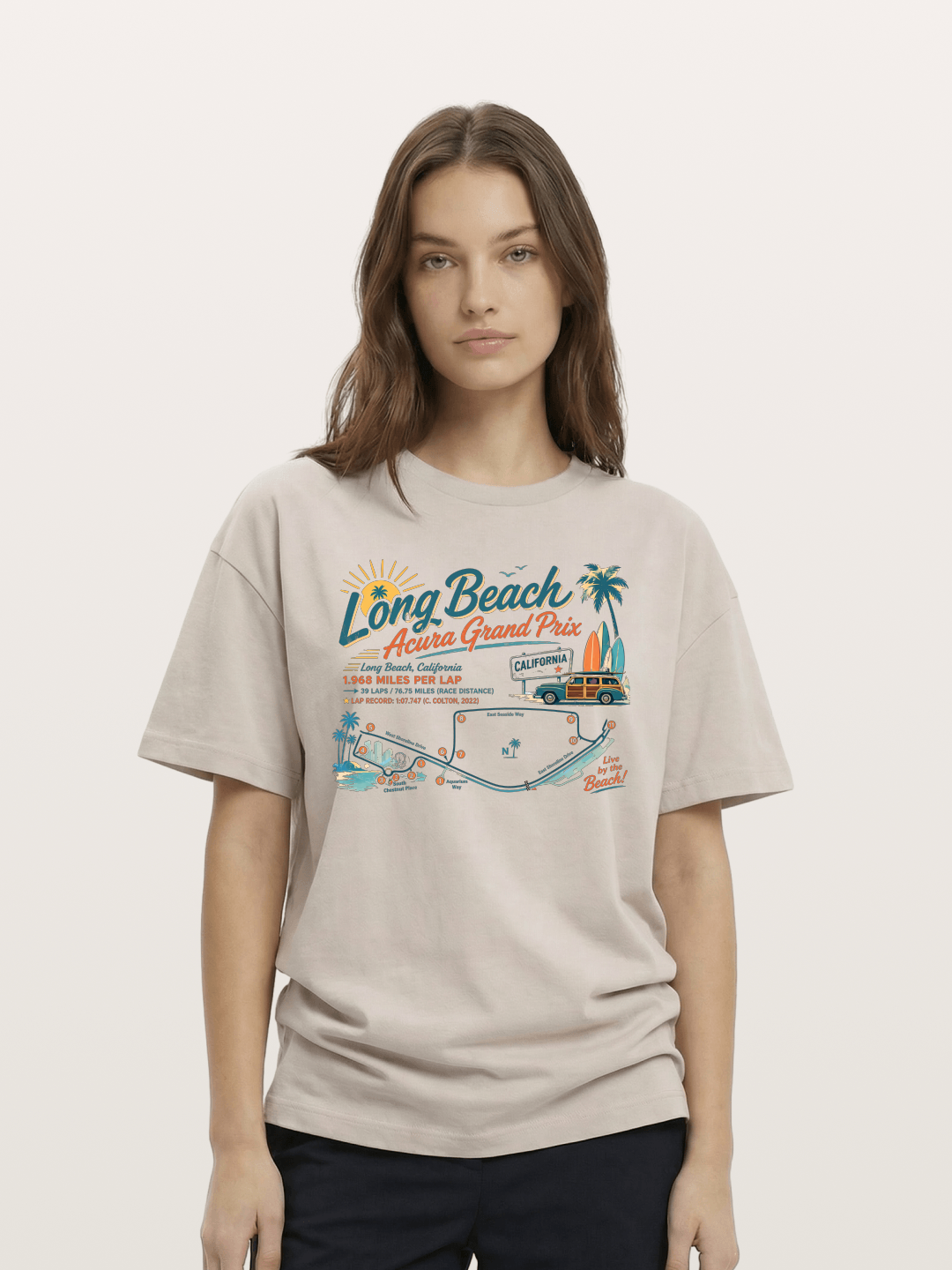 California Long Beach Race Poster Cotton T-shirt