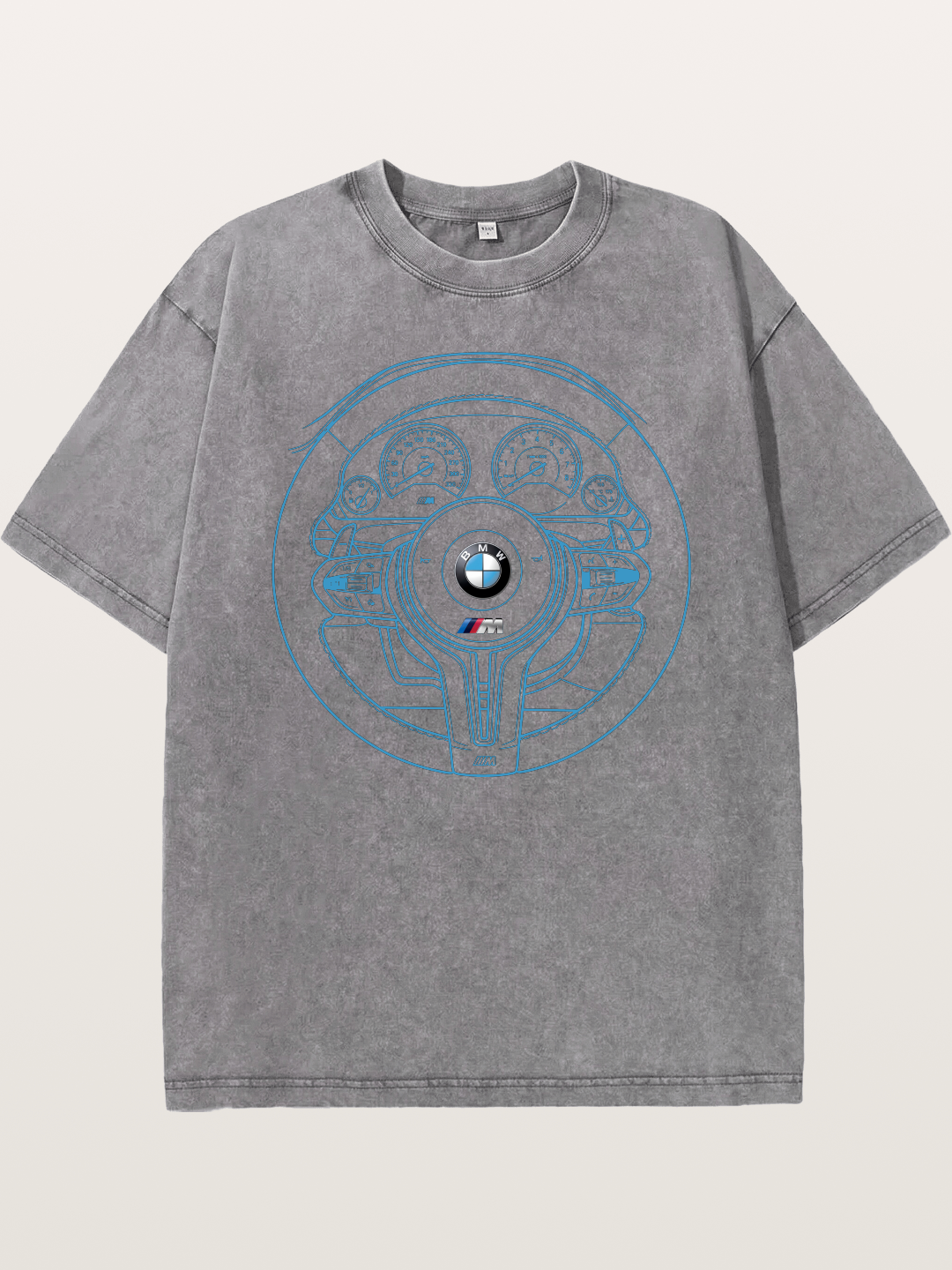 BMW M Vintage Steering Wheel Draft Washed T-shirt
